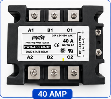  PWR-DC to AC 480-40-3P Three-Phase SSR  40 Amp (Solid State Relay)