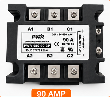 PWR-DC to AC 480-90-3P Three-Phase SSR 90 Amp (Solid State Relay)