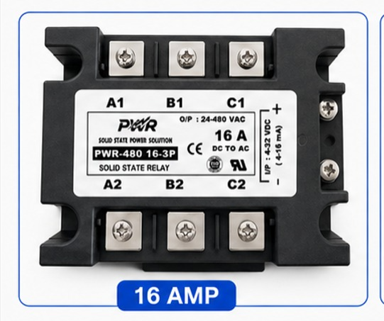 PWR- DC TO AC 480-16 (16 Amp) GLASS CAP MODEL(Solid State Relay)