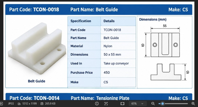 CS TCON-0018 Belt Guide Nylon 50x55 mm