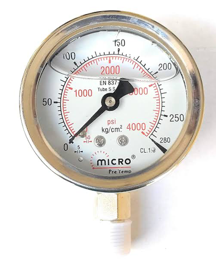 [705] Water Column pressure Gauge 0 TO 100 mbar, 4" Dia, 3/8" input