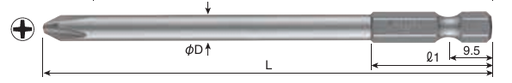 [487207] Vessel Screwdriver Bit 1082 Cross Point Bit +2 x 89 mm
